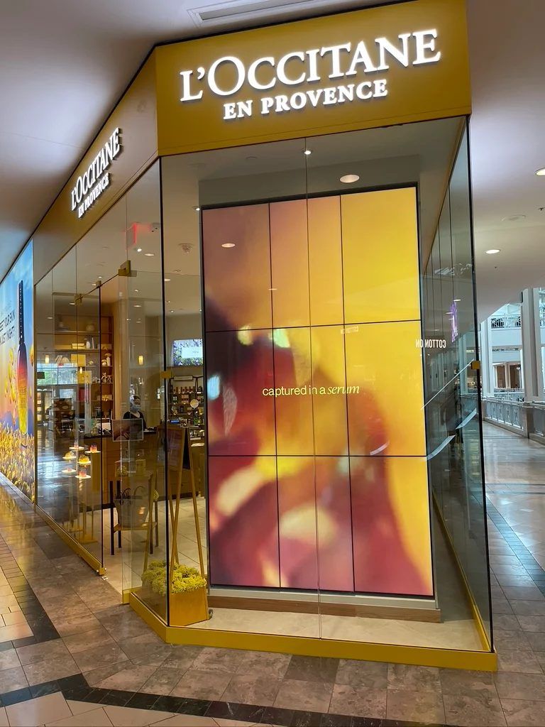 Video wall rental NYC: slim-bezel LCD panels showing one image across the whole wall, installed by CrownTV